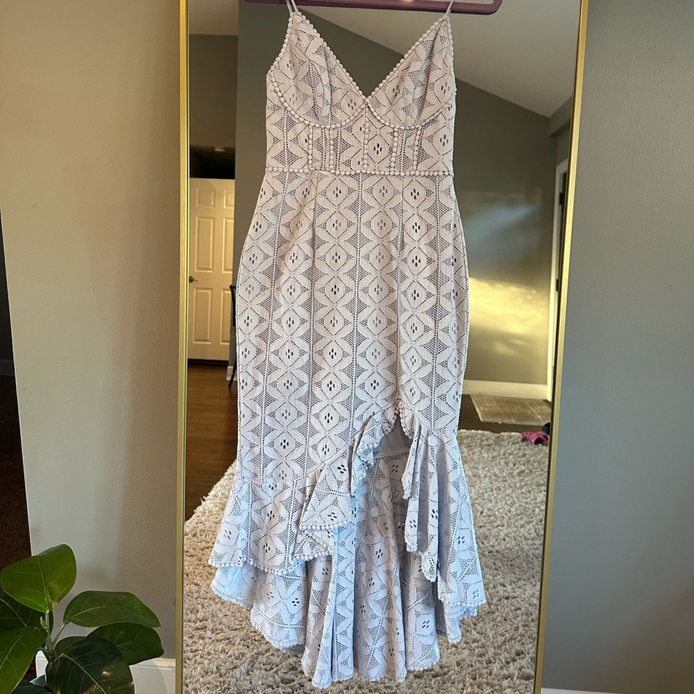 Selfie Leslie White High Low Lace Dress